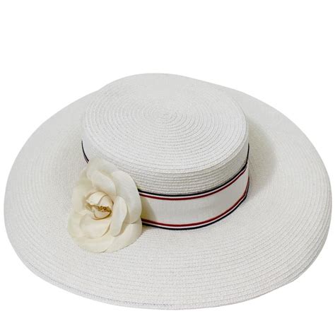 white chanel flower hat|Chanel fashion headwear.